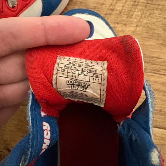 Y2K Kids Looney Tunes Cartoon Character High-Top Sneakers - Blue and Red Size 9 - Picture 7 of 9